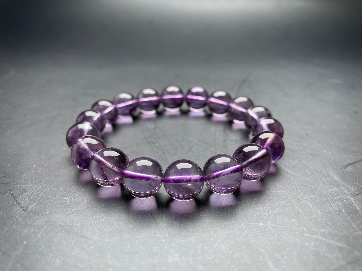 Genuine Amethyst Crystal Bracelet 14/12/10mm Purple Bead Jewelry