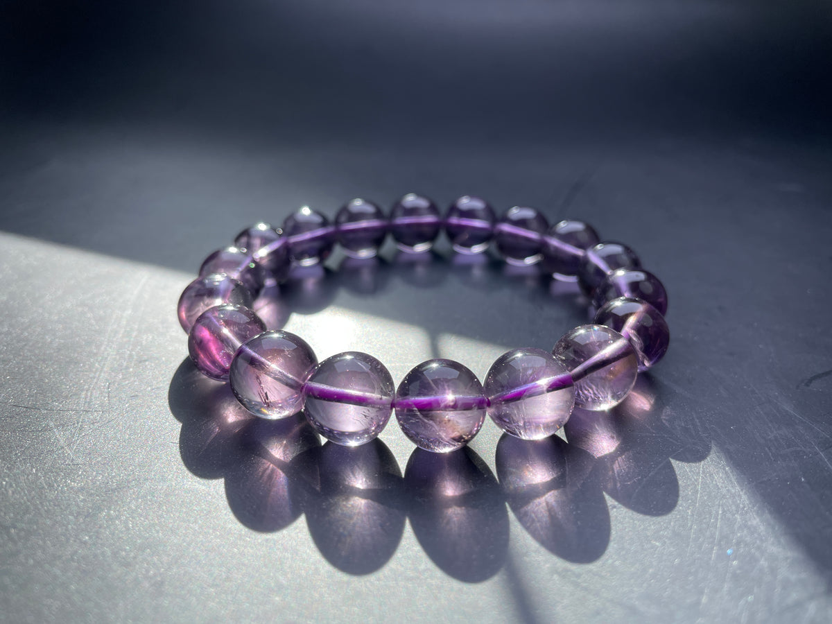 Genuine Amethyst Crystal Bracelet 14/12/10mm Purple Bead Jewelry