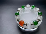 Genuine Green Agate/Clear Quartz Bracelet 12mm, Crystal Bead Jewelry, Natural Healing Stone Gemstone Red Agate