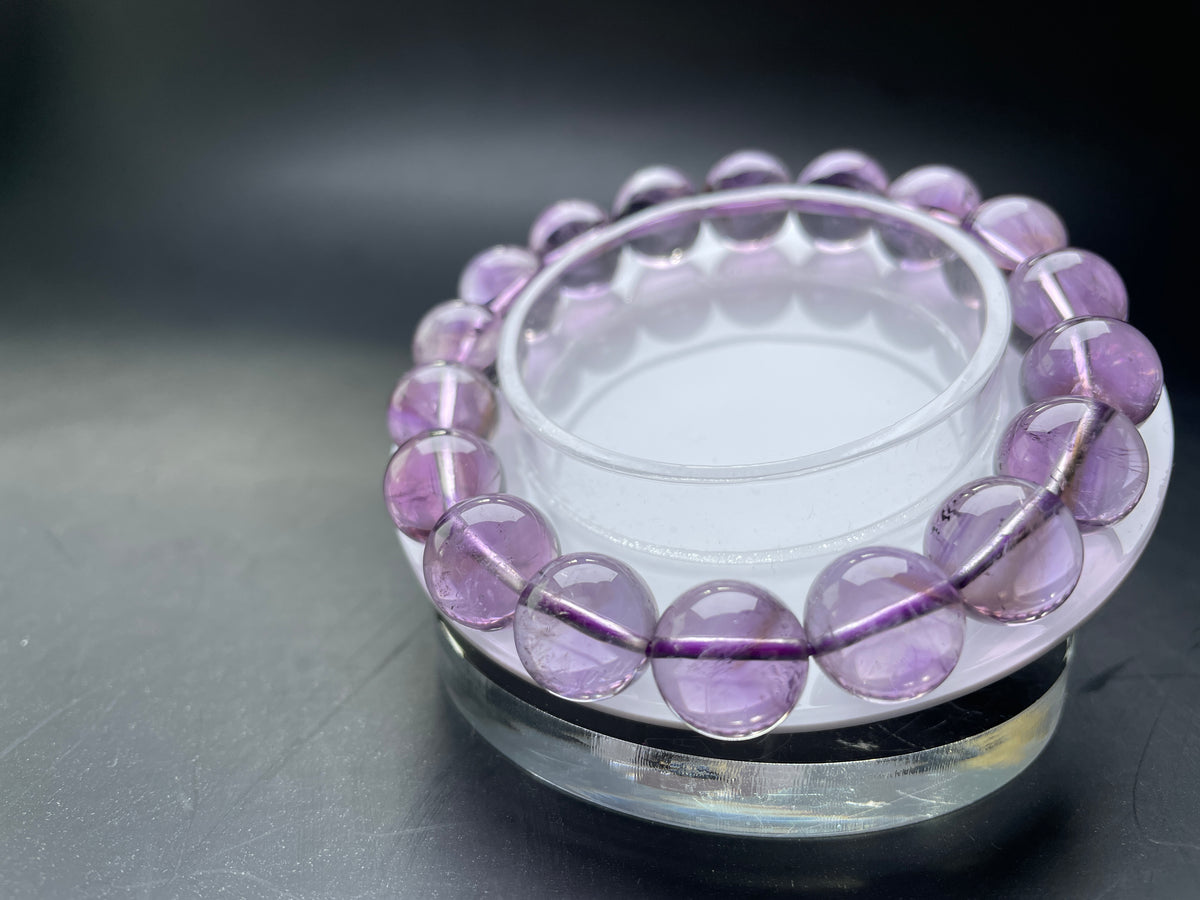 Genuine Amethyst Crystal Bracelet 14/12/10mm Purple Bead Jewelry