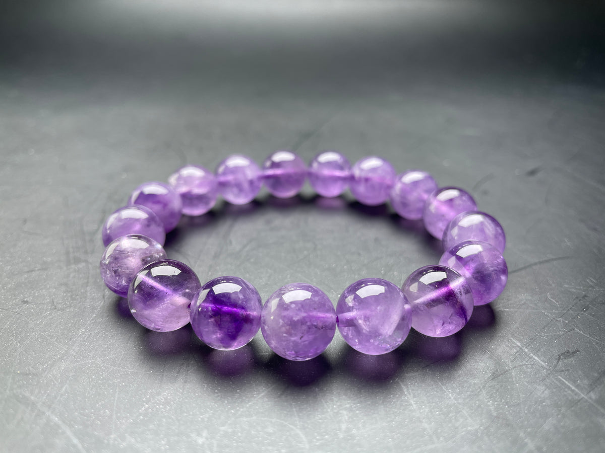 Genuine Lavender Amethyst Crystal Bracelet 12/11/10mm Purple Bead Jewelry