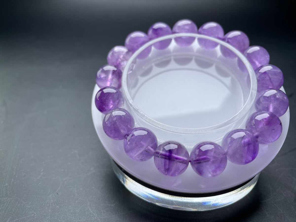 Genuine Lavender Amethyst Crystal Bracelet 12/11/10mm Purple Bead Jewelry