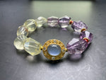 Genuine Amethyst, Citrine Crystal Bracelet 16mm 14mm, Natural Healing Stone Gemstone Bead Jewelry Purple Yellow