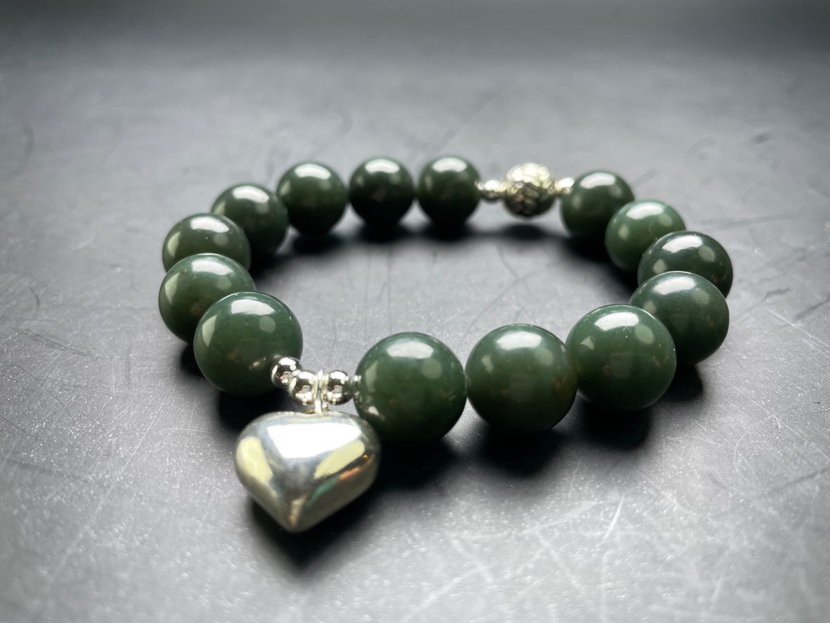 Genuine Green Agate 12mm Bracelet, Healing Cystal Stone Gemstone Jewelry