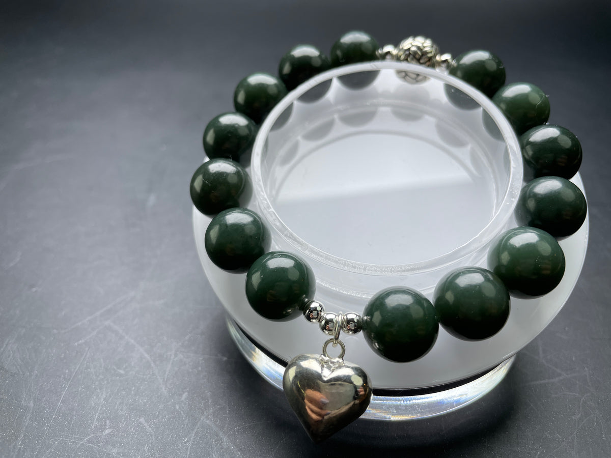 Genuine Green Agate 12mm Bracelet, Healing Cystal Stone Gemstone Jewelry