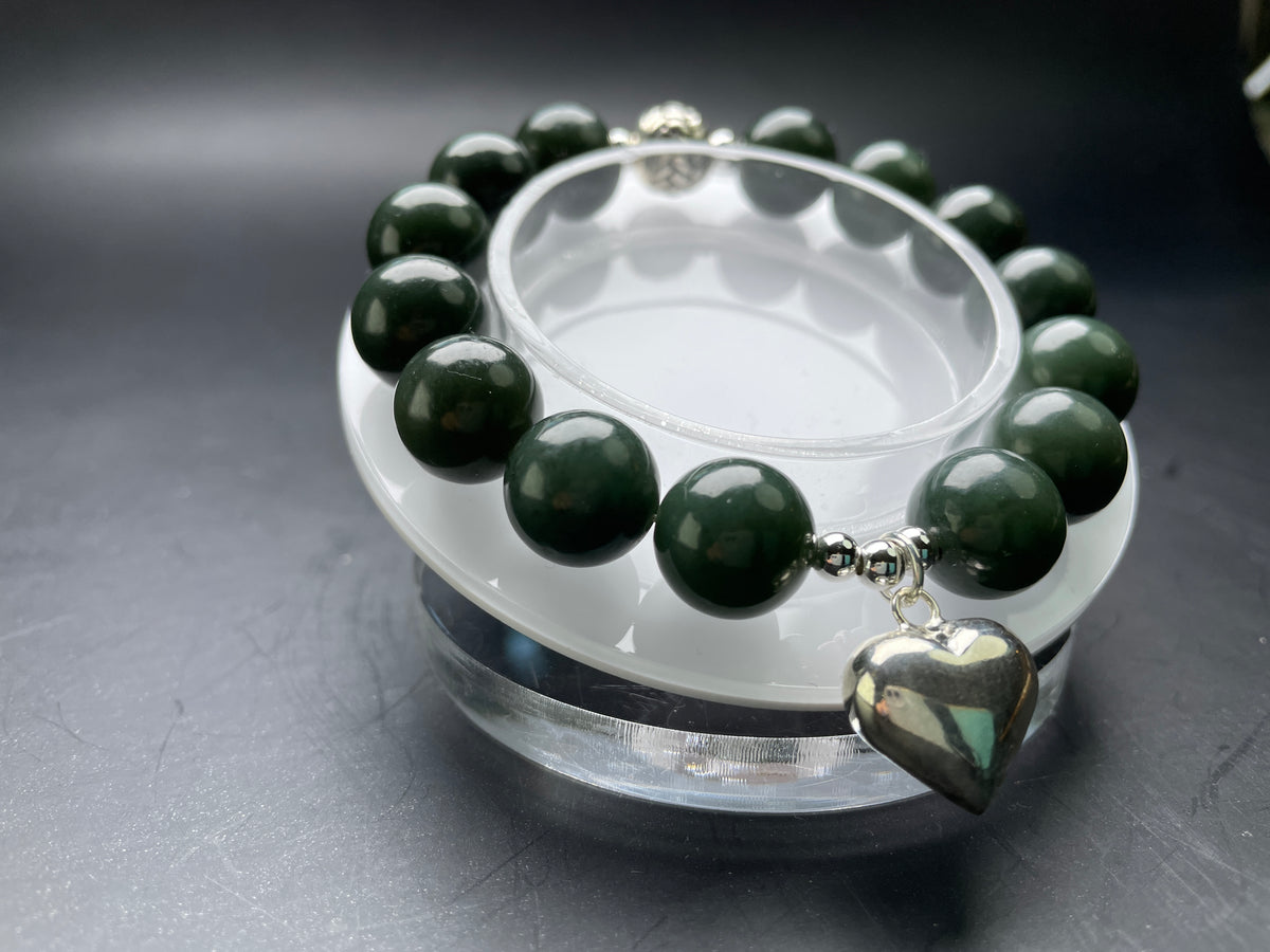 Genuine Green Agate 12mm Bracelet, Healing Cystal Stone Gemstone Jewelry