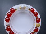 Genuine Red Agate 10mm Bracelet, Natural Clear Quartz 13mm, Healing Cystal Stone Gemstone Jewelry