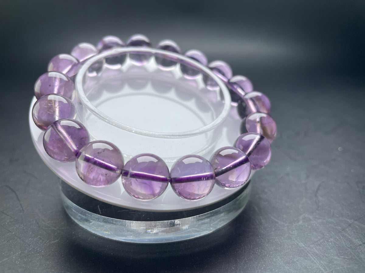 Genuine Amethyst Crystal Bracelet 14/12/10mm Purple Bead Jewelry