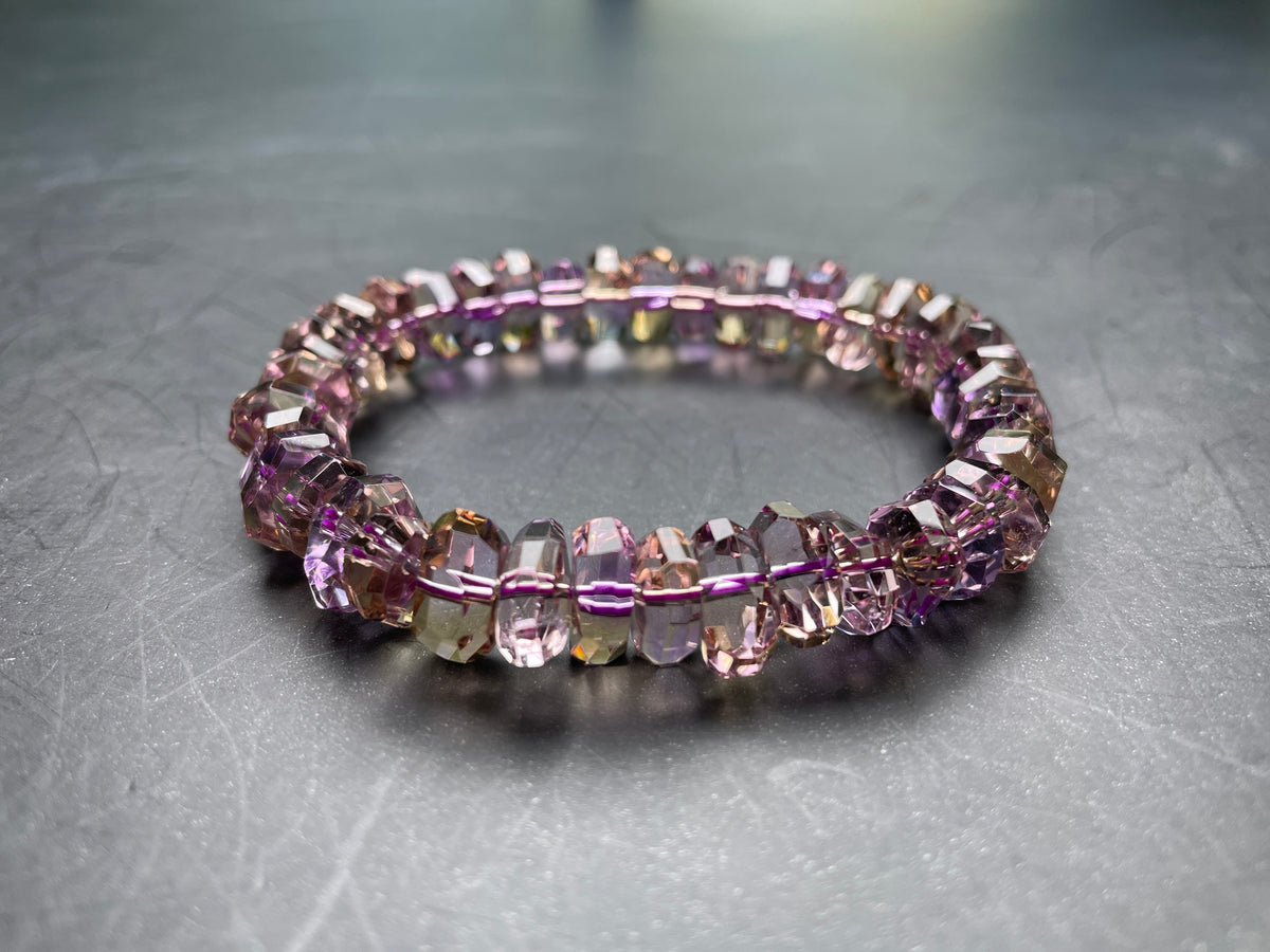 Genuine Amethyst Crystal Bracelet,Sparkling Faceted Bead Jewelry