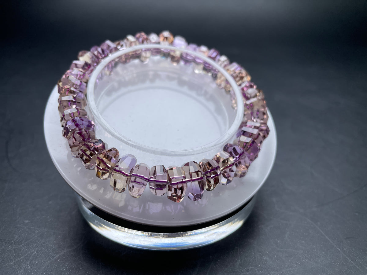 Genuine Amethyst Crystal Bracelet,Sparkling Faceted Bead Jewelry