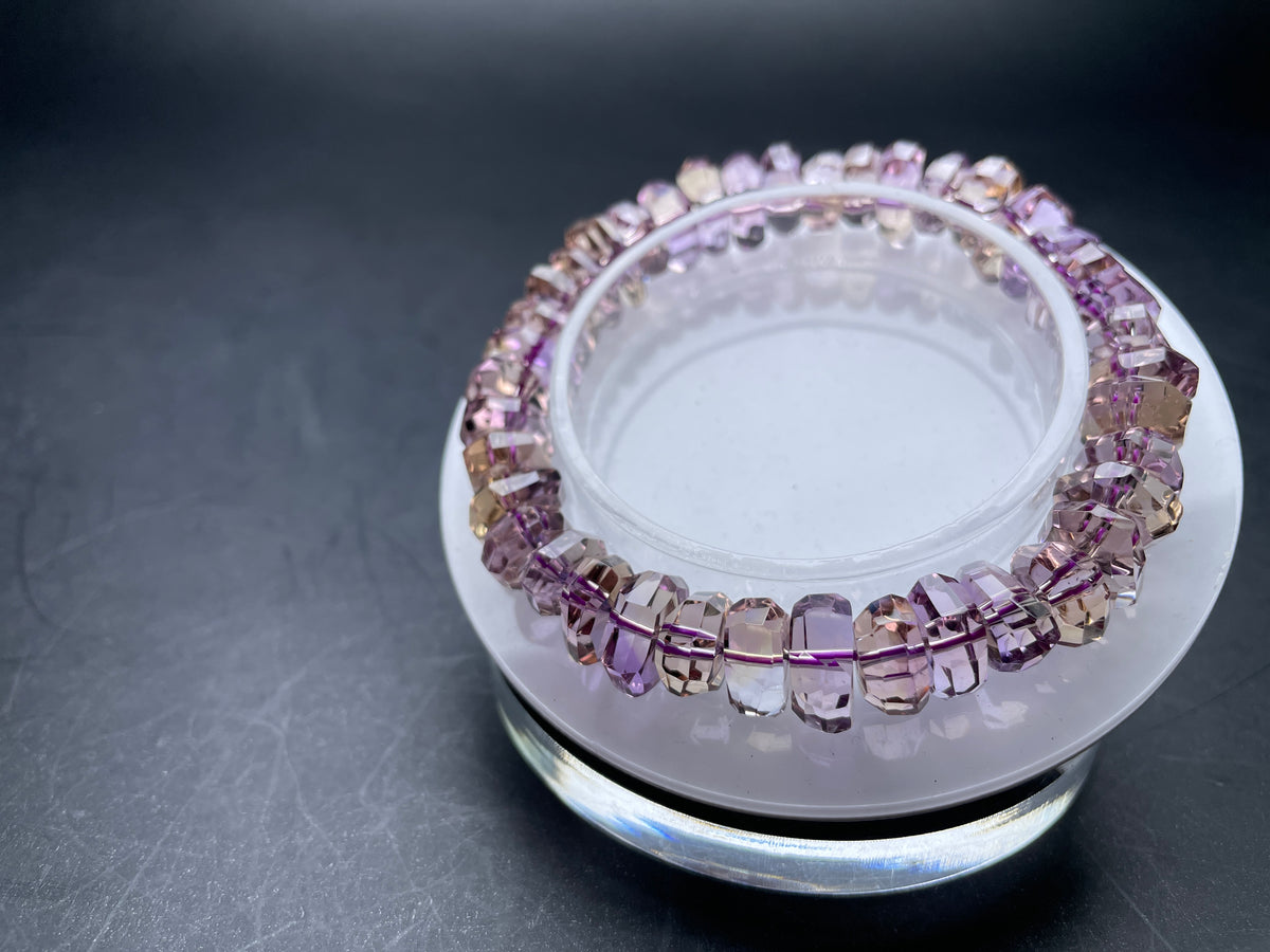 Genuine Amethyst Crystal Bracelet,Sparkling Faceted Bead Jewelry