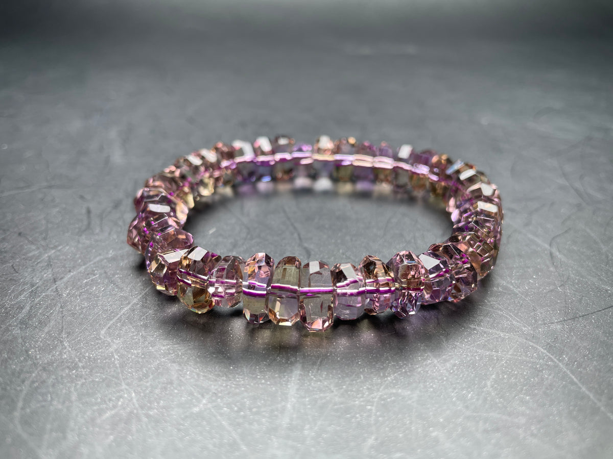 Genuine Amethyst Crystal Bracelet,Sparkling Faceted Bead Jewelry