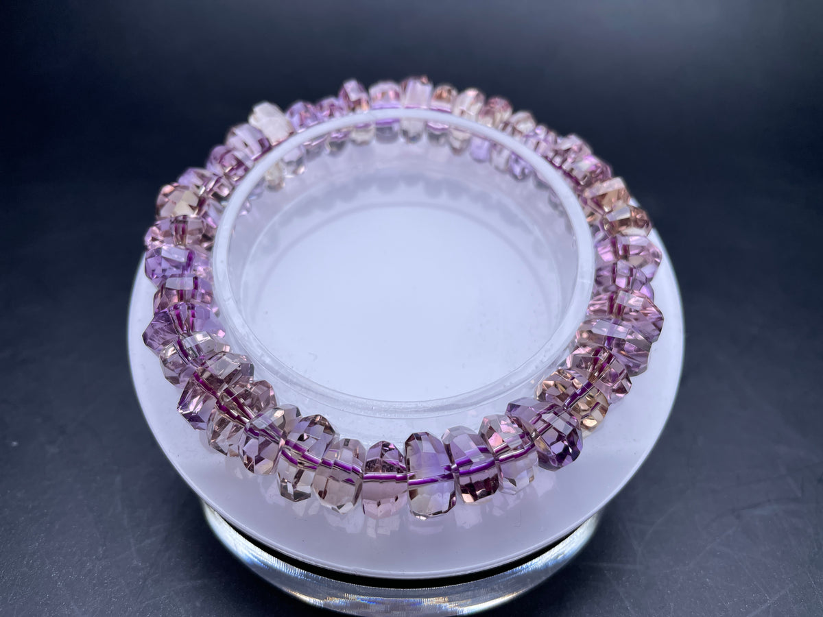 Genuine Amethyst Crystal Bracelet,Sparkling Faceted Bead Jewelry