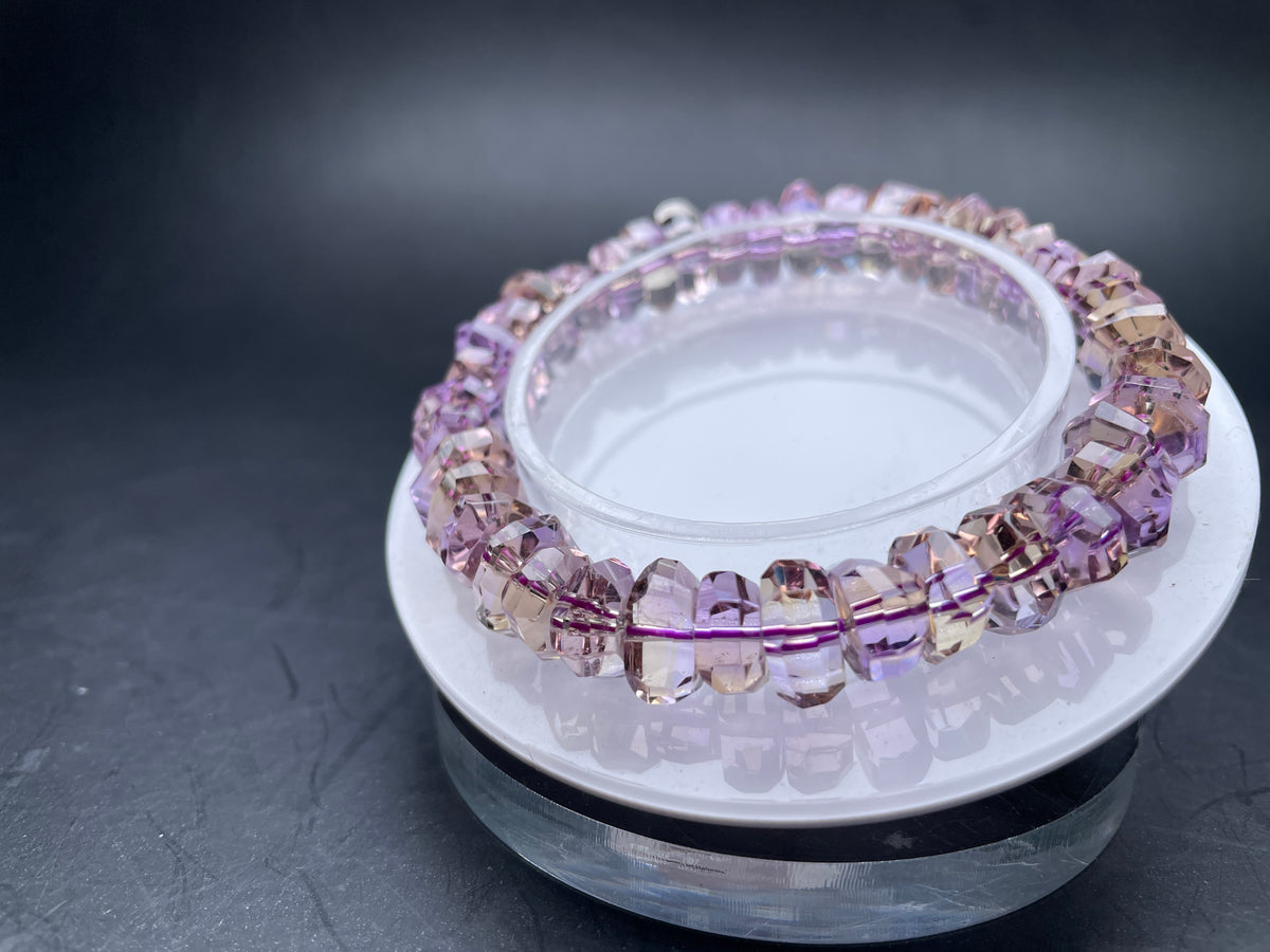 Genuine Amethyst Crystal Bracelet,Sparkling Faceted Bead Jewelry