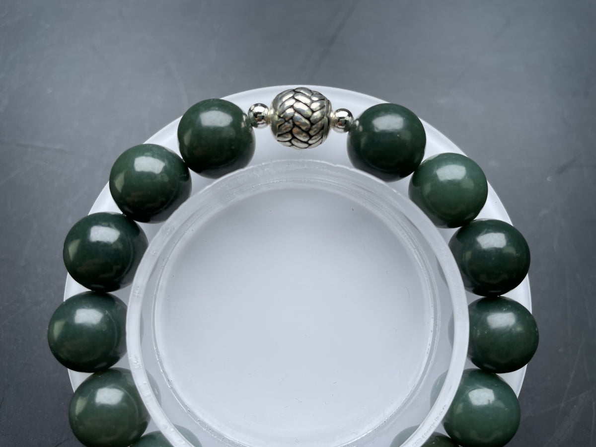 Genuine Green Agate 12mm Bracelet, Healing Cystal Stone Gemstone Jewelry