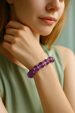 Genuine Amethyst Crystal Bracelet 14/12/10mm Purple Bead Jewelry