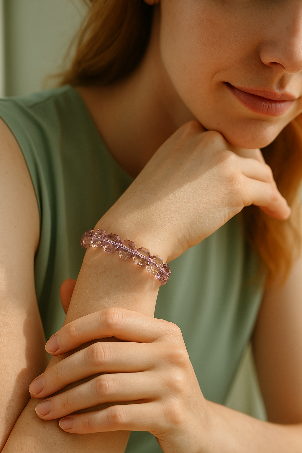 Genuine Amethyst Crystal Bracelet,Sparkling Faceted Bead Jewelry