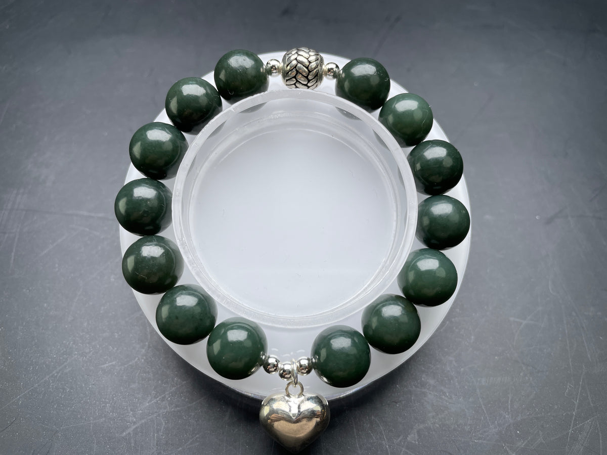 Genuine Green Agate 12mm Bracelet, Healing Cystal Stone Gemstone Jewelry